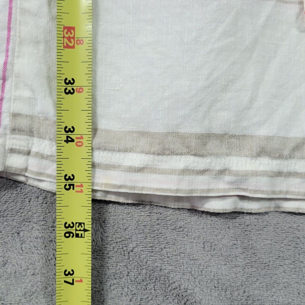 Ann Taylor Loft Blouson Mini Dress Beige Pink Stripe Sz S 100% Linen Drawstring - Picture 5 of 8